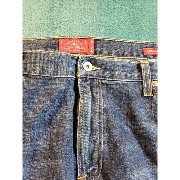Lucky Brand Jeans Sz 42x32 Mens Blue Pants Stretch 429 Classic Striaght Dark - Picture 7 of 14